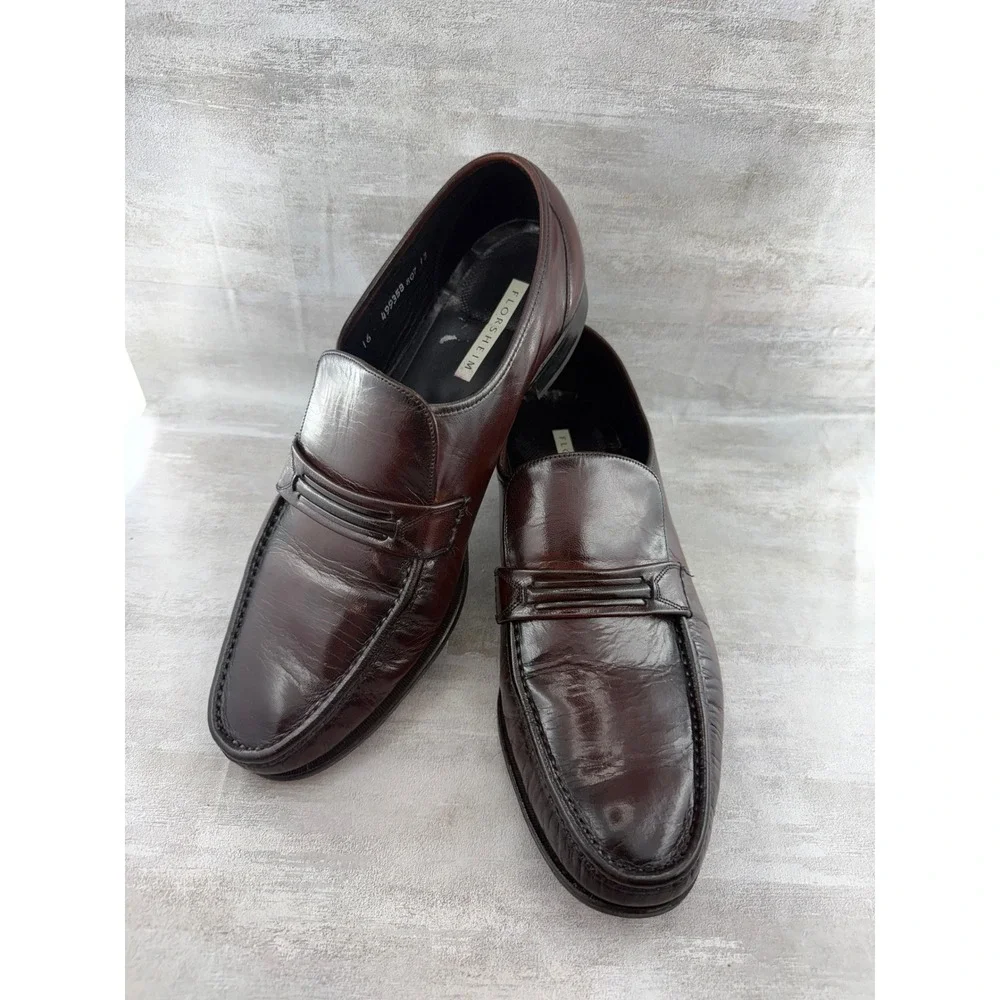 Florsheim Men Brown Leather Apron Toe Slip On Loafers Dress Shoes Sz 14D